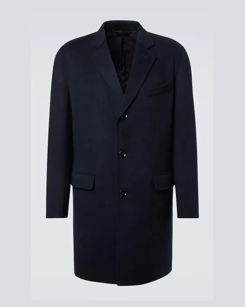 Brioni Mantel aus Wolle und Kaschmir Blau