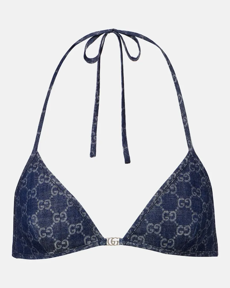 Gucci Bralette GG aus Denim-Jacquard Blau