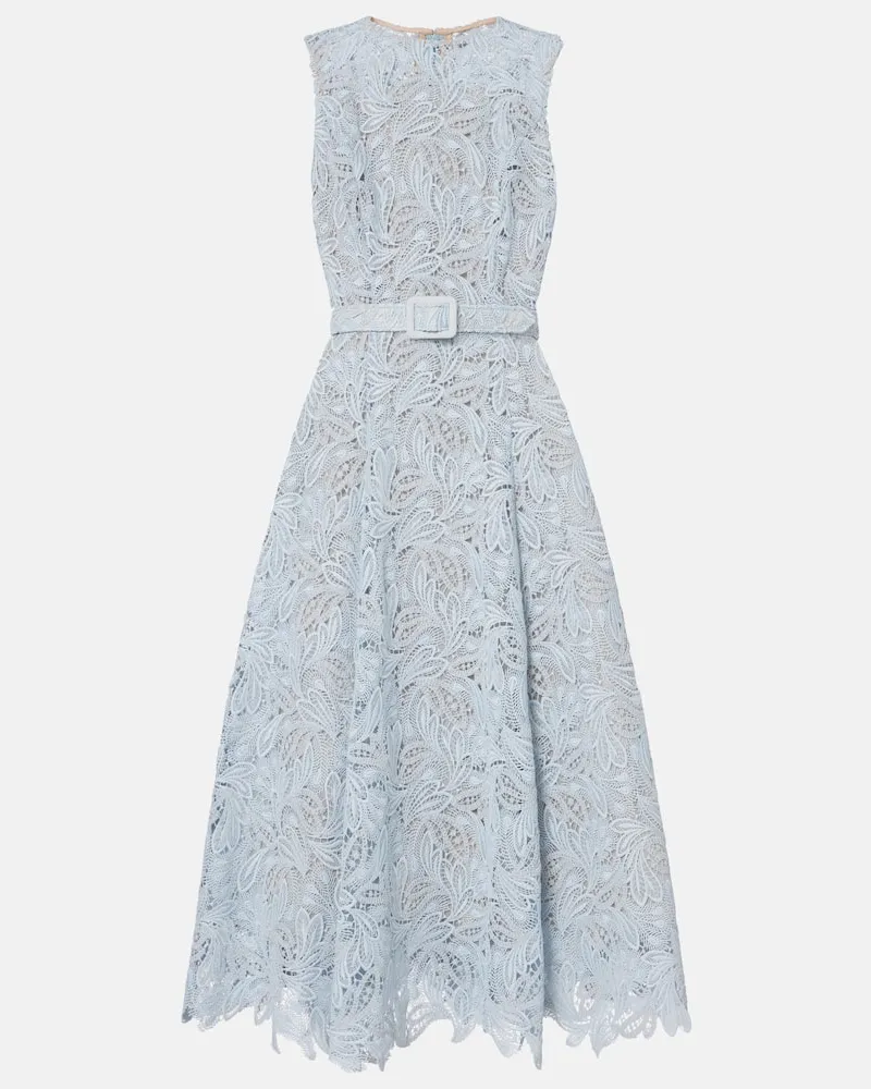 Oscar de la Renta Midikleid aus Spitze Blau