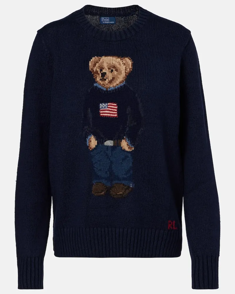 Ralph Lauren Pullover Polo Bear aus Baumwolle und Leinen Blau