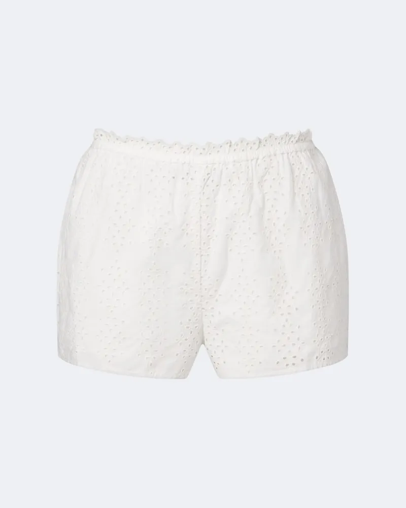 Posse Bestickte Shorts Harriet aus Baumwolle Weiß