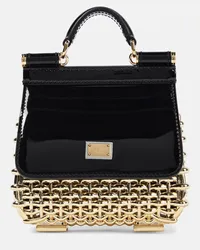 Dolce & Gabbana Tote Sicily Box Mini mit Lackleder Gold