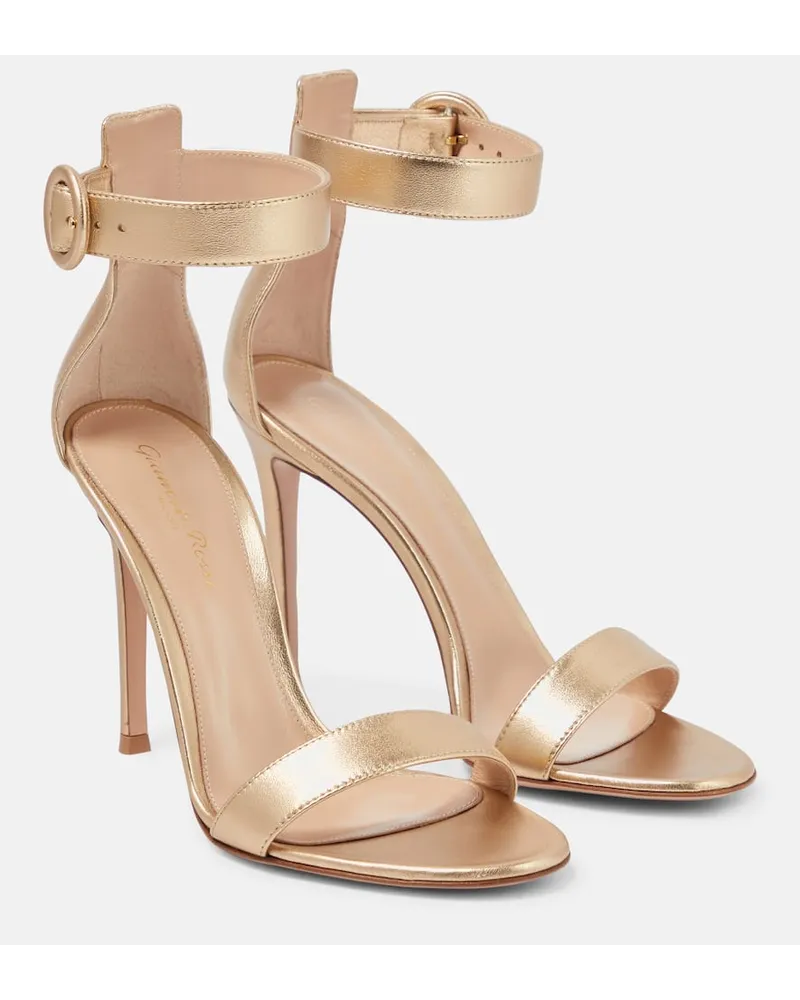 Gianvito Rossi Sandalen Portofino 105 aus Metallic-Leder Gold