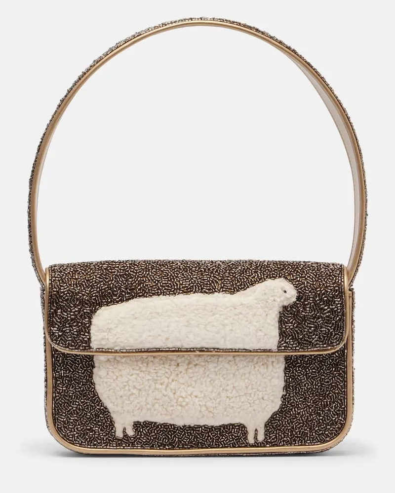 STAUD Verzierte Schultertasche Tommy Braun