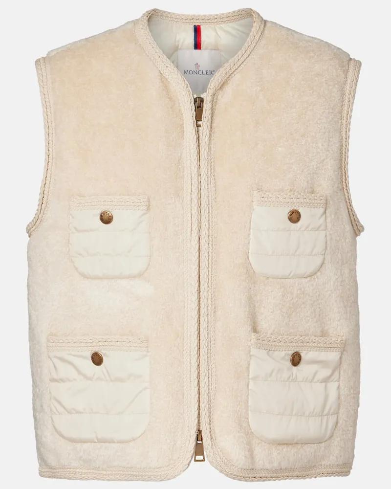 Moncler Daunenweste Mimosas aus Teddyfleece Beige