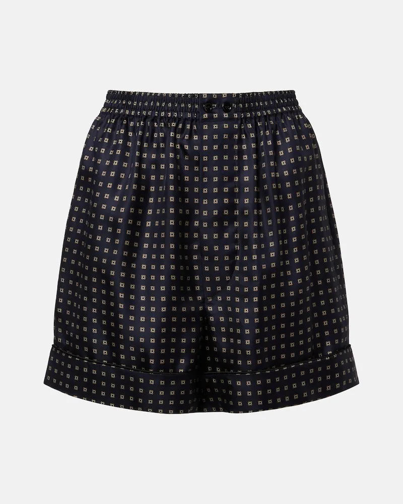Saint Laurent Shorts aus Seide Blau