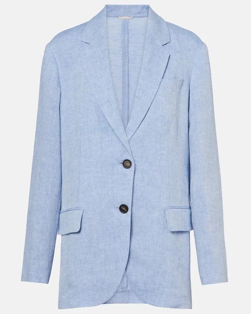 Brunello Cucinelli Blazer aus einem Leinengemisch Blau