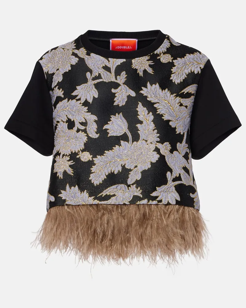 La DoubleJ Besticktes Top La Scala mit Federn Multicolor
