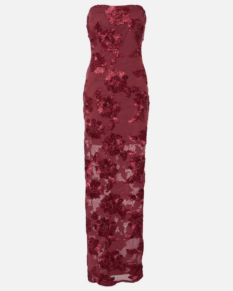 ROTATE Birger Christensen Besticktes Maxikleid aus Mesh Rot