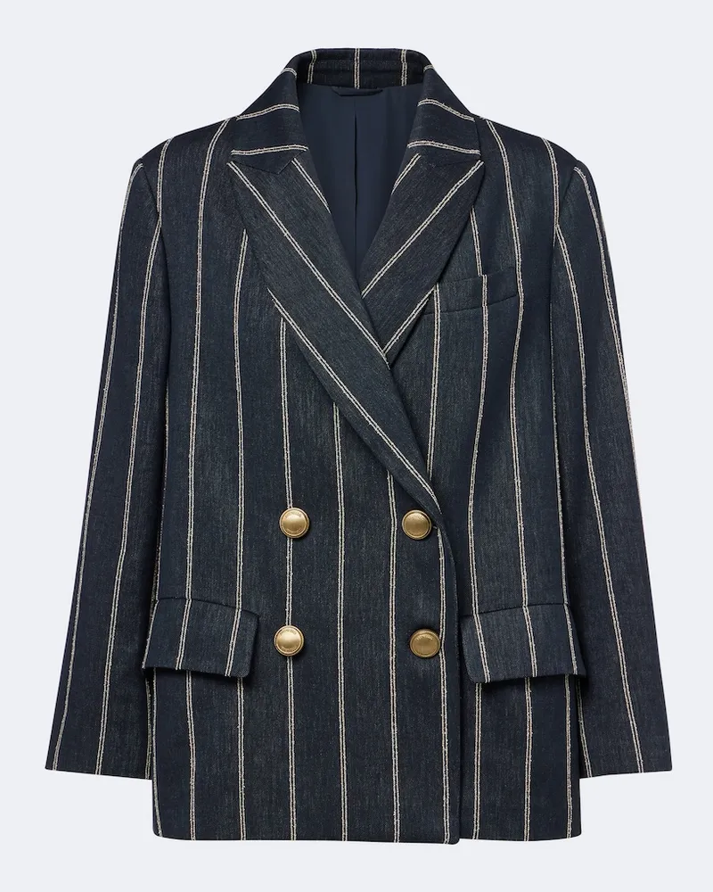 Brunello Cucinelli Blazer aus Baumwolle und Leinen Blau