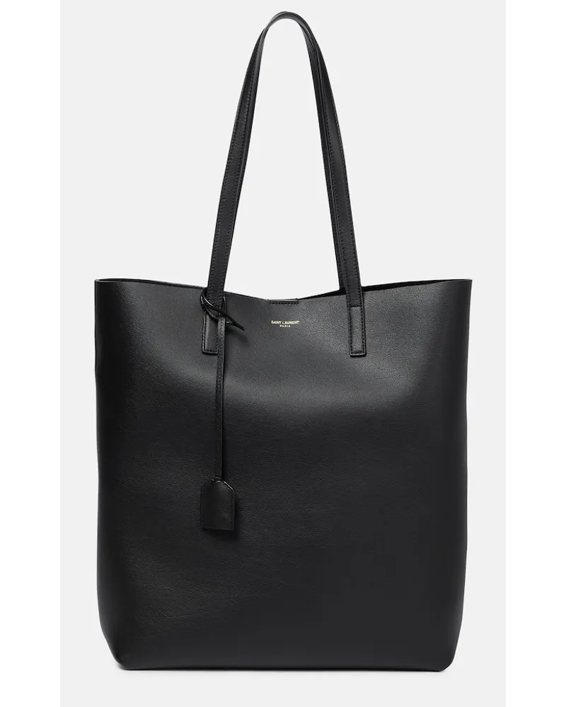 Saint Laurent Tote Shopping N/S aus Leder Schwarz