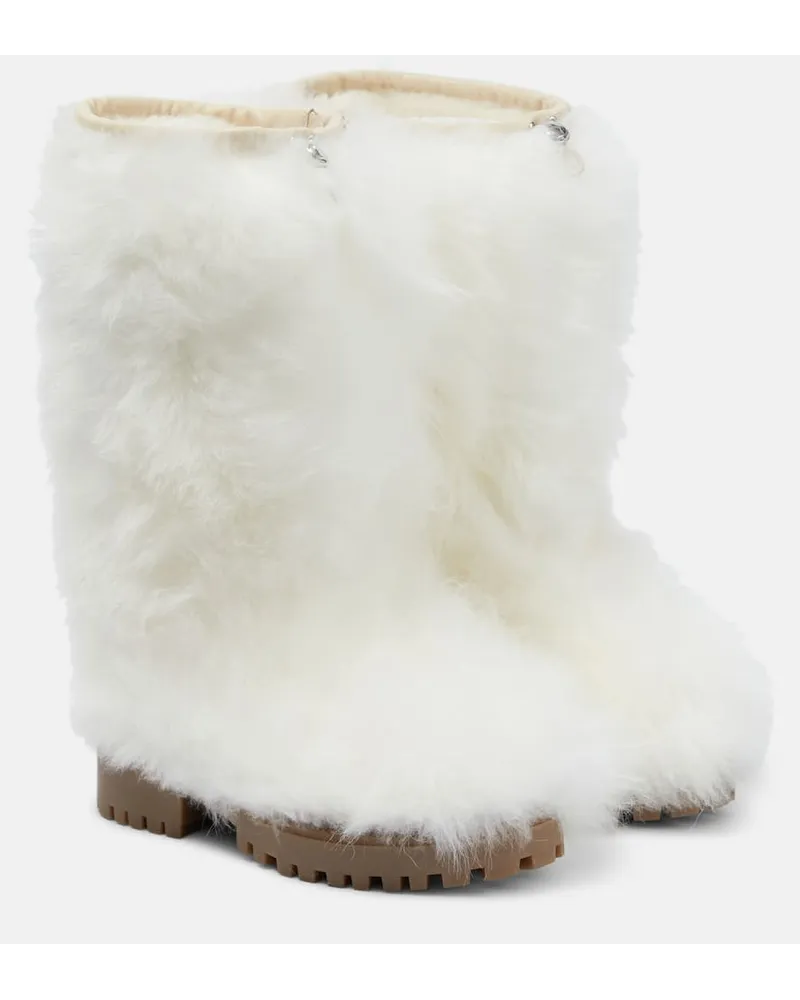 Yves Salomon Stiefel aus Shearling Weiss