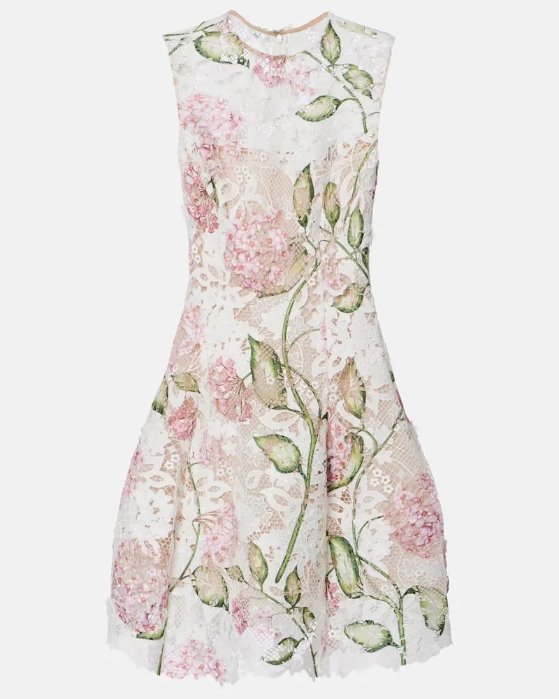 Oscar de la Renta Besticktes Cocktailkleid aus Spitze Multicolor