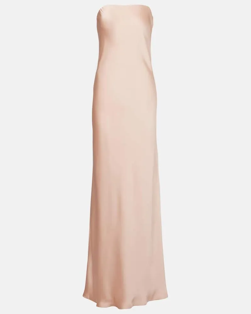 Norma Kamali Maxikleid aus Satin Rosa