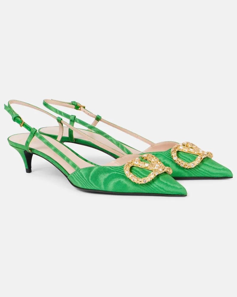 Valentino Garavani Slingback-Pumps VLogo Signature 40 aus Satin Grün