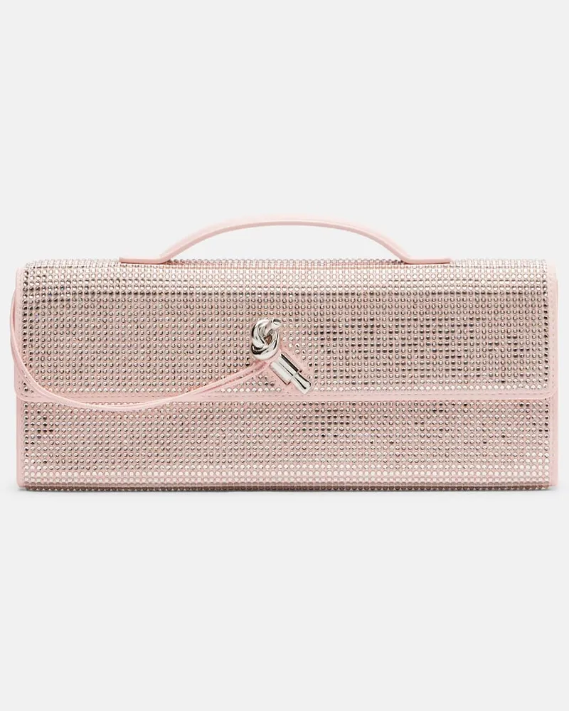 Bottega Veneta Clutch Andiamo Small aus Leder mit Kristallen Pink