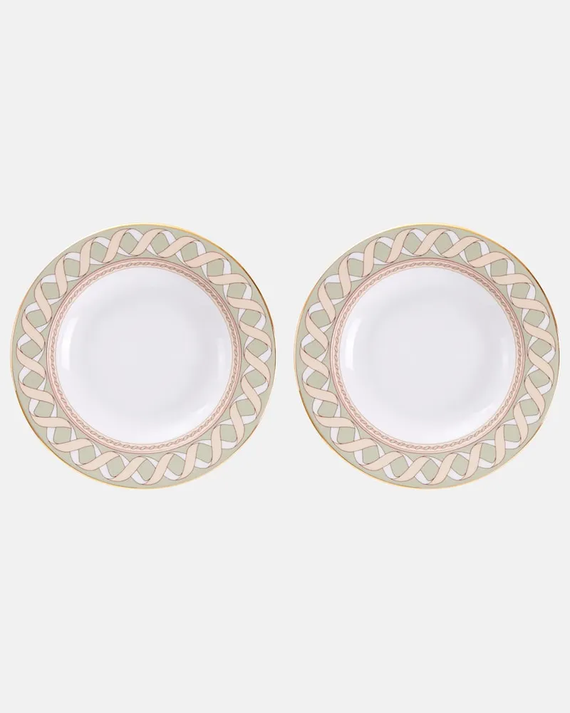 La DoubleJ Set Odysseus Pistacio aus zwei Suppentellern Multicolor