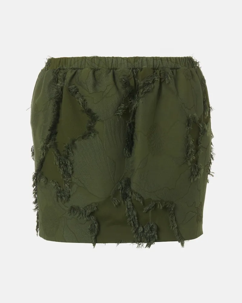 Gucci Minirock aus Jacquard mit Fil Coupé Grün