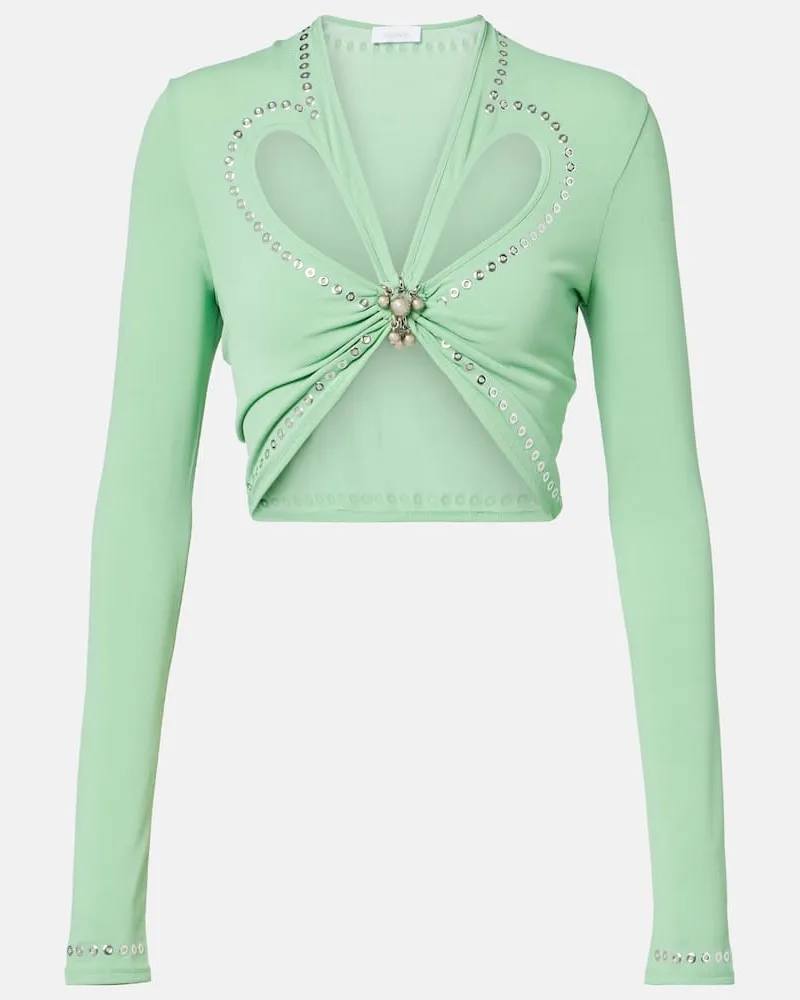 Paco Rabanne Verziertes Cropped-Top Grün