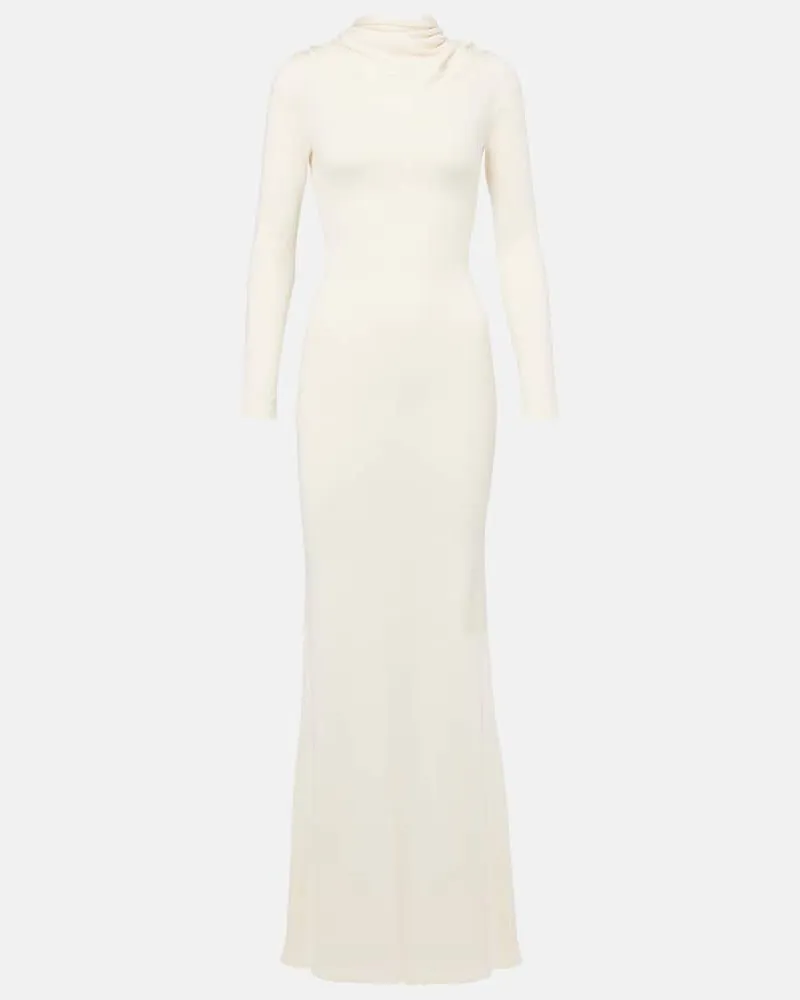 Aya Muse Maxikleid Viva aus Seide und Kaschmir Beige
