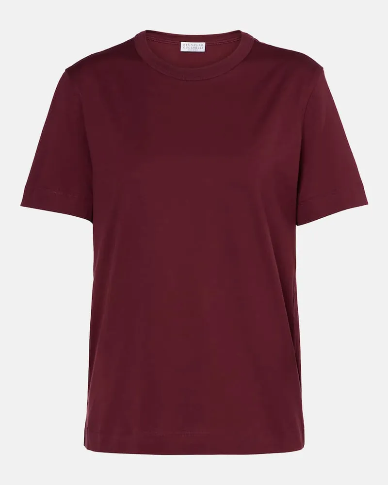Brunello Cucinelli T-Shirt aus Baumwoll-Jersey Burgunderrot