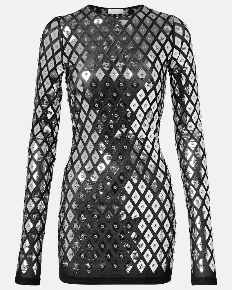 Paco Rabanne Verziertes Minikleid aus Jersey Schwarz