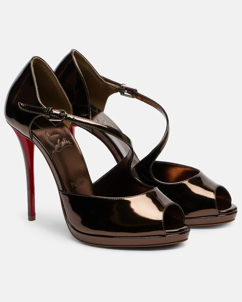 Christian Louboutin Sandalen Miss Zigourata 120 aus Metallic-Leder Braun