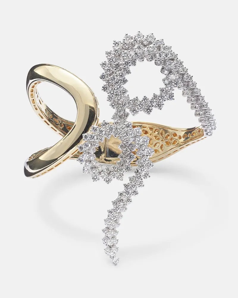 YEPREM Armreif Golden Strada aus 18kt Gelb- und Weißgold mit Diamanten Silber