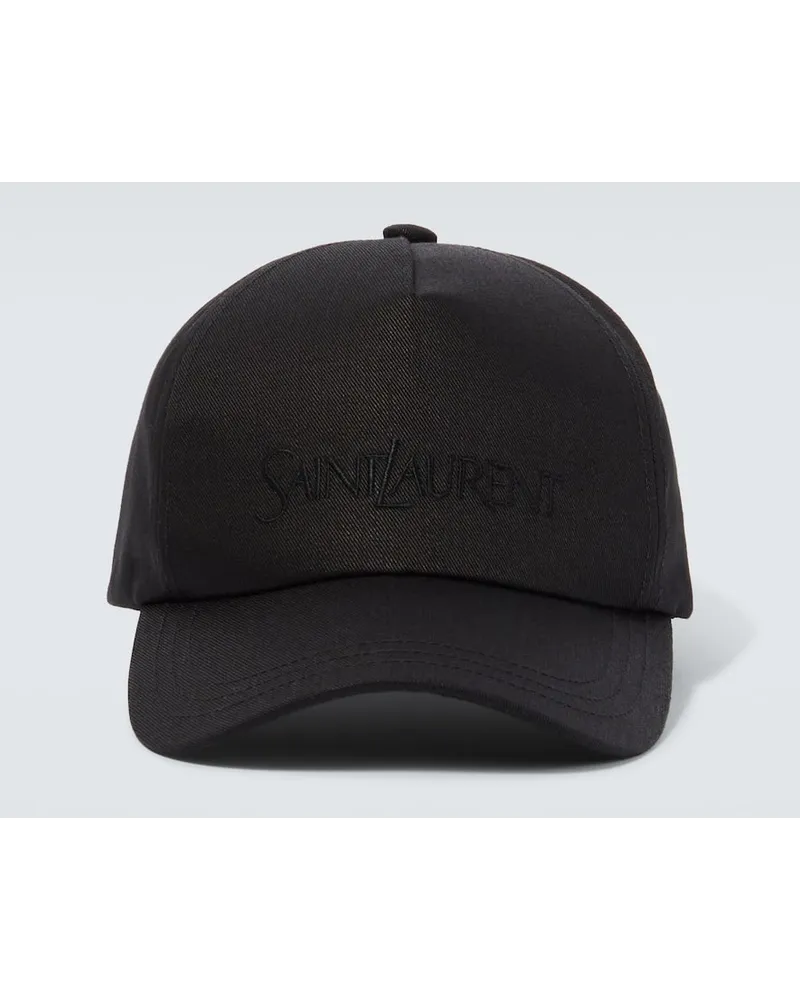 Saint Laurent Baseballcap aus Gabardine Schwarz