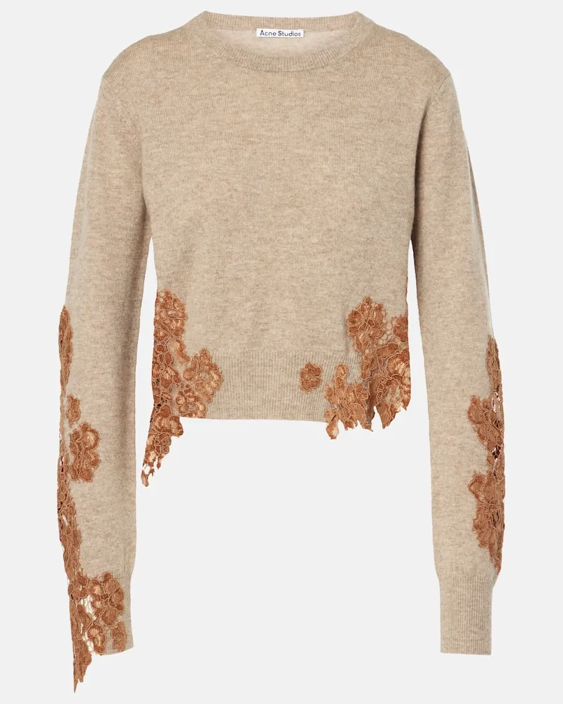 Acne Studios Pullover aus Wolle mit Spitze Beige