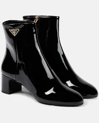 Prada Ankle Boots aus Lackleder Schwarz