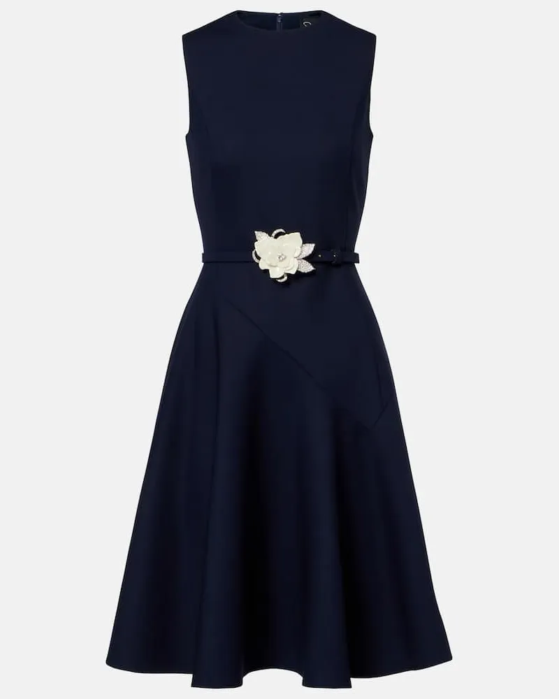 Oscar de la Renta Midikleid aus einem Wollgemisch Blau