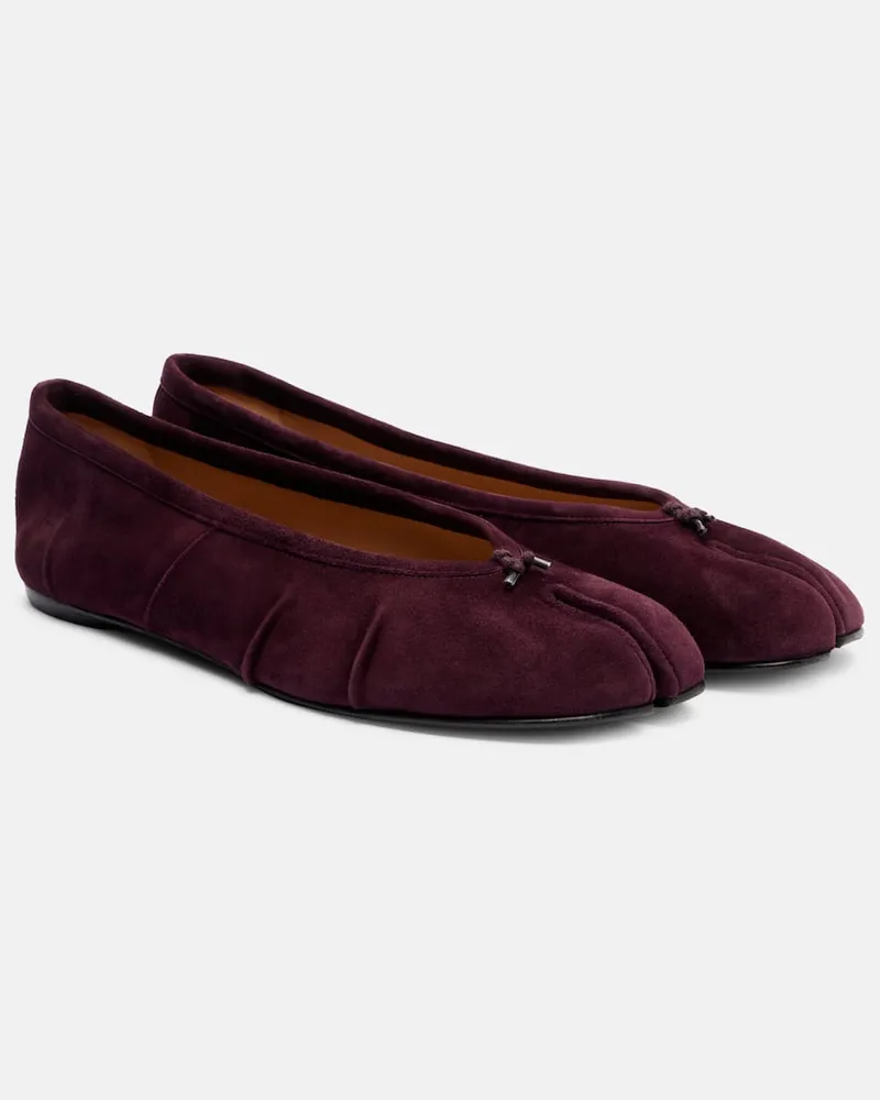 Maison Margiela Ballerinas Tabi aus Veloursleder Burgund