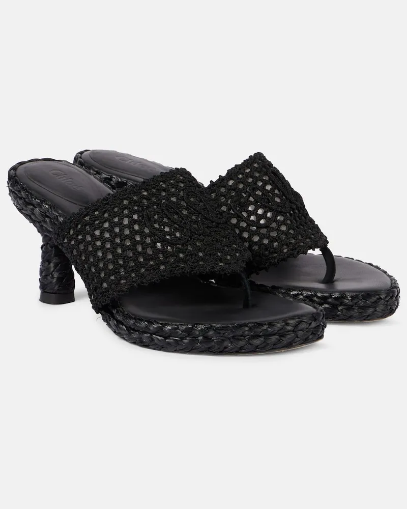 Chloé Chloé Sandalen Isla aus Häkelstrick Schwarz