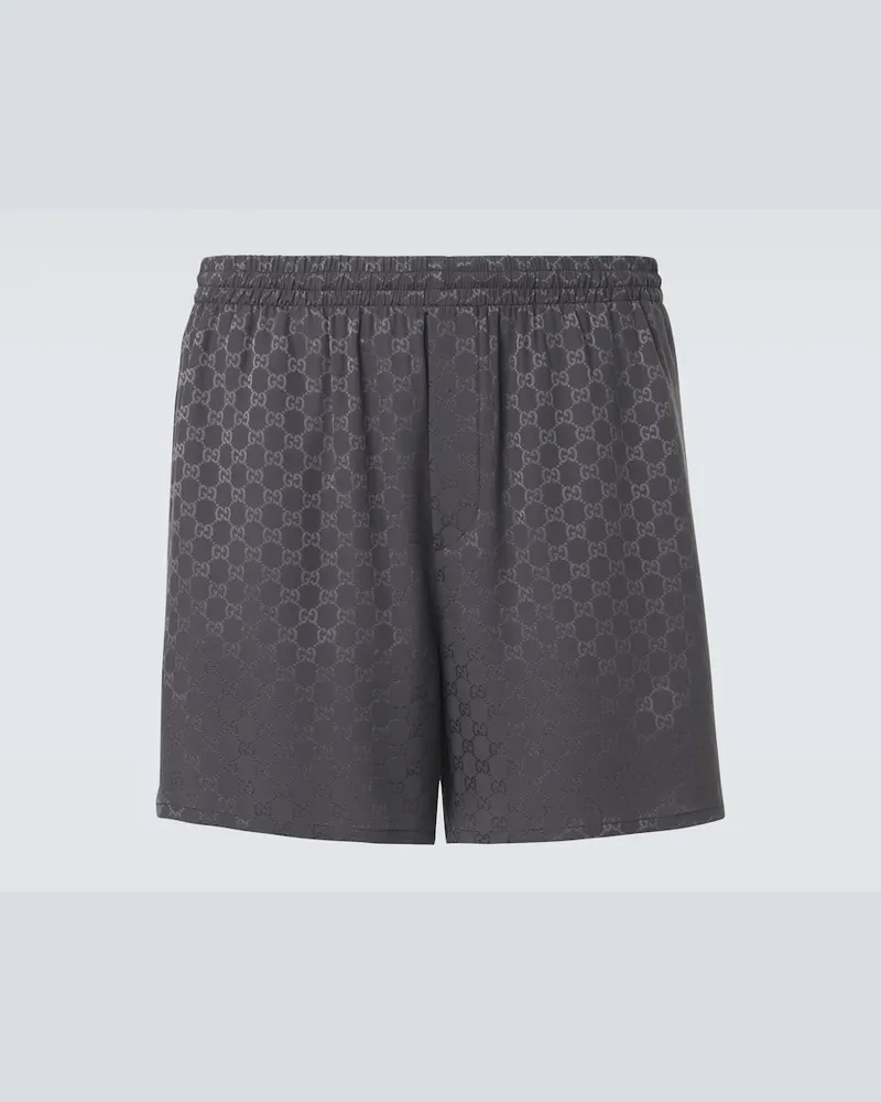 Gucci Shorts GG aus Seiden-Jacquard Grau