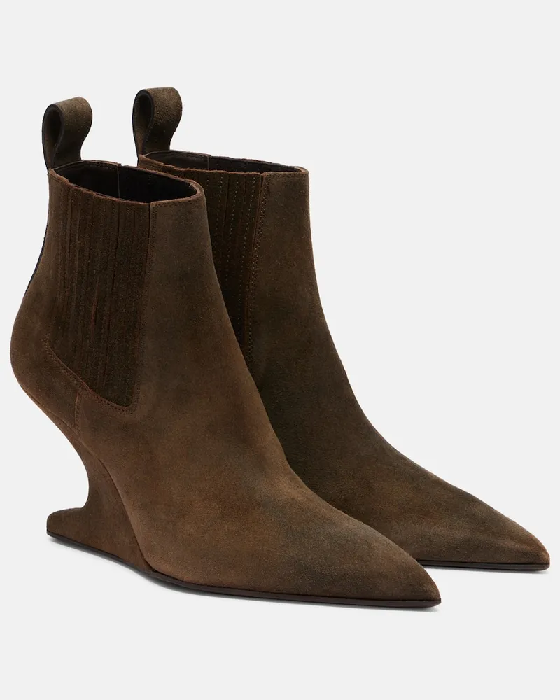 Rick Owens Ankle Boots aus Veloursleder Braun