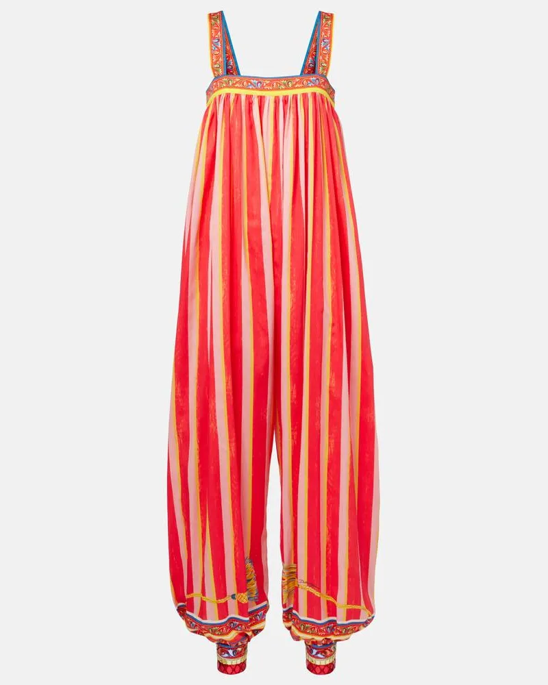 Dolce & Gabbana Bedruckter Jumpsuit aus Baumwolle Multicolor