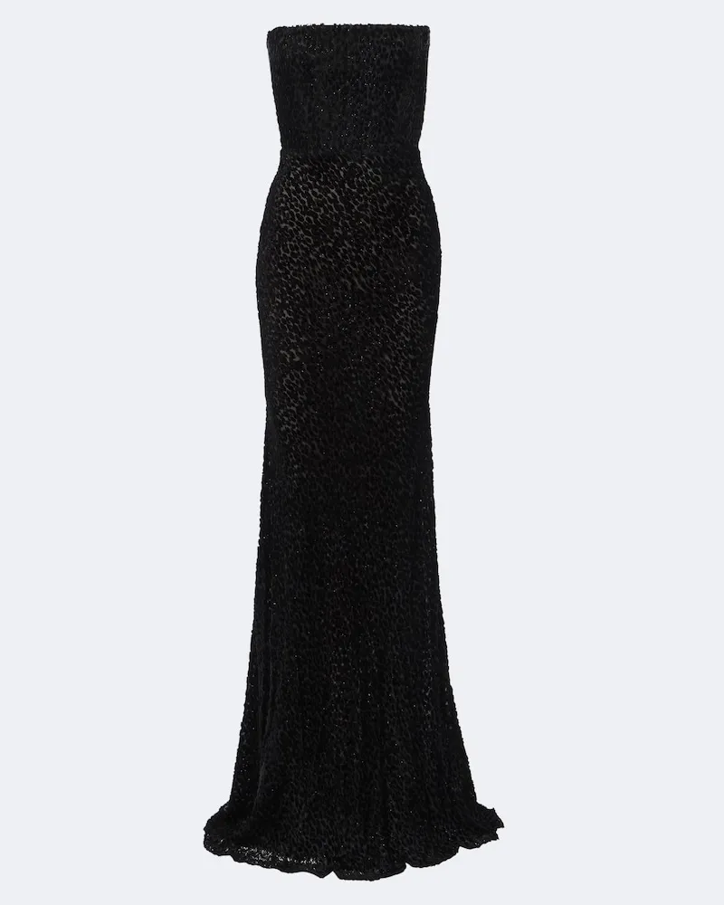 Alex Perry Robe aus Devoré Schwarz