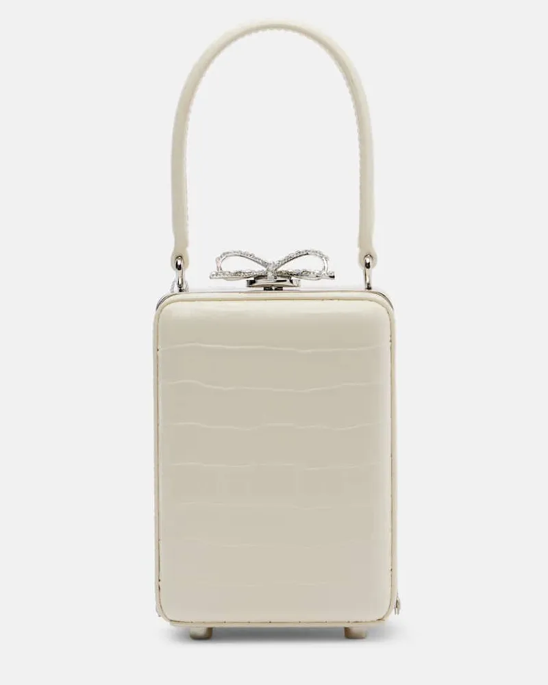 Self-Portrait Tote Bag Micro aus Leder mit Kristallen Weiß