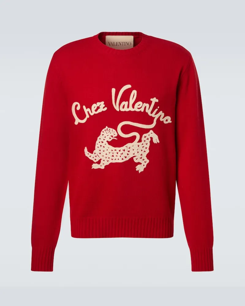 Valentino Garavani Pullover Chez Valentino aus Schurwolle Rot
