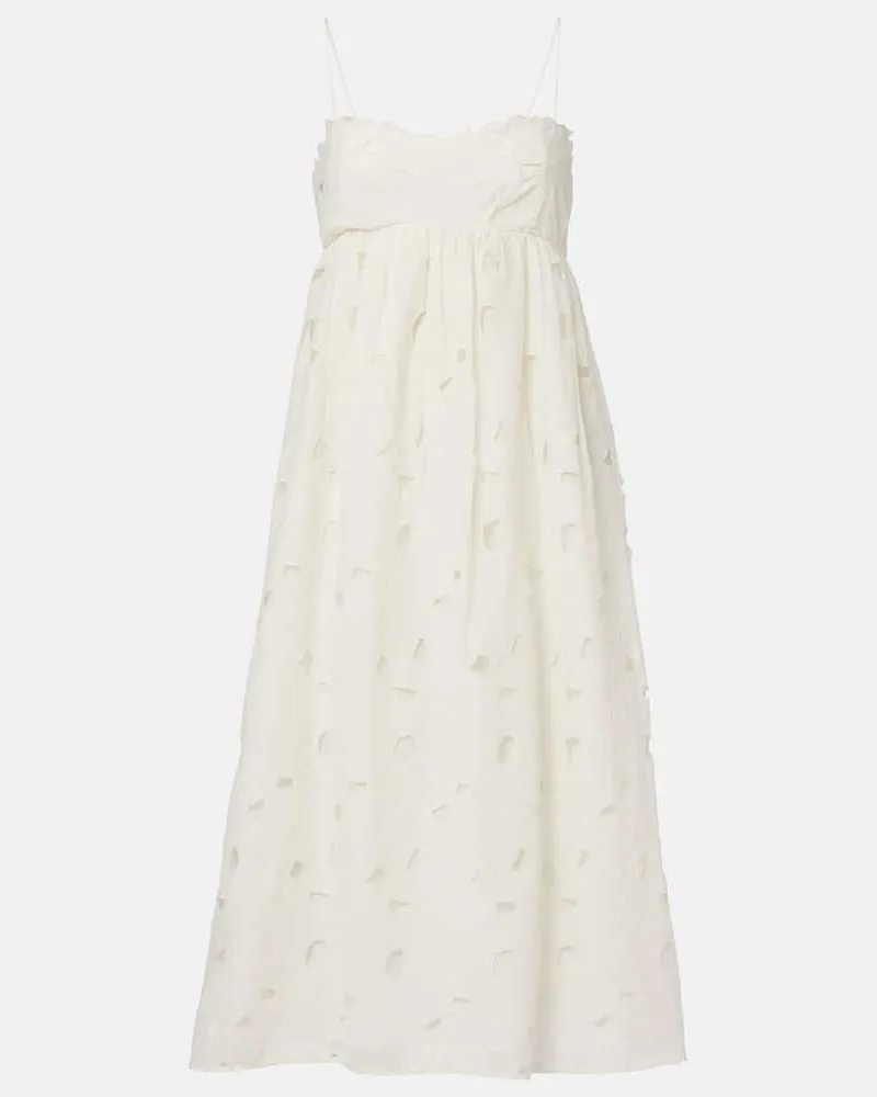 Ulla Johnson Midikleid Marina aus Baumwollorganza Weiß