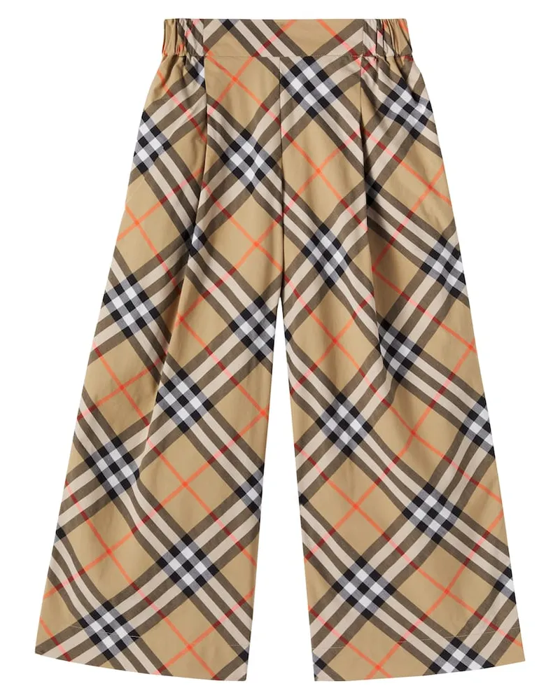Burberry Weite Hose Burberry Check aus Baumwolle Beige
