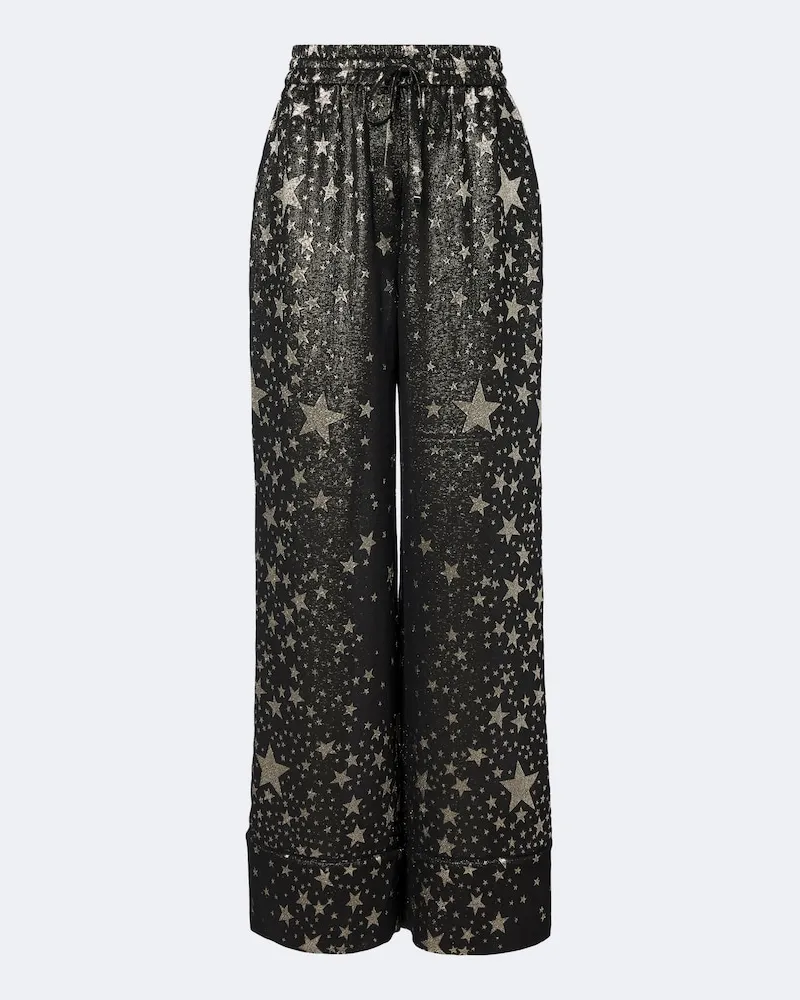 Dolce & Gabbana Weite Hose aus einem Seidengemisch Schwarz