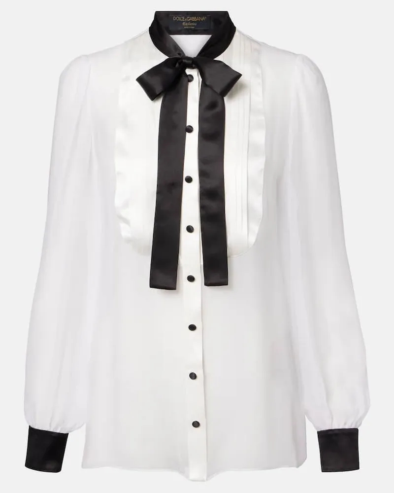 Dolce & Gabbana Schluppenbluse aus Seide Weiß