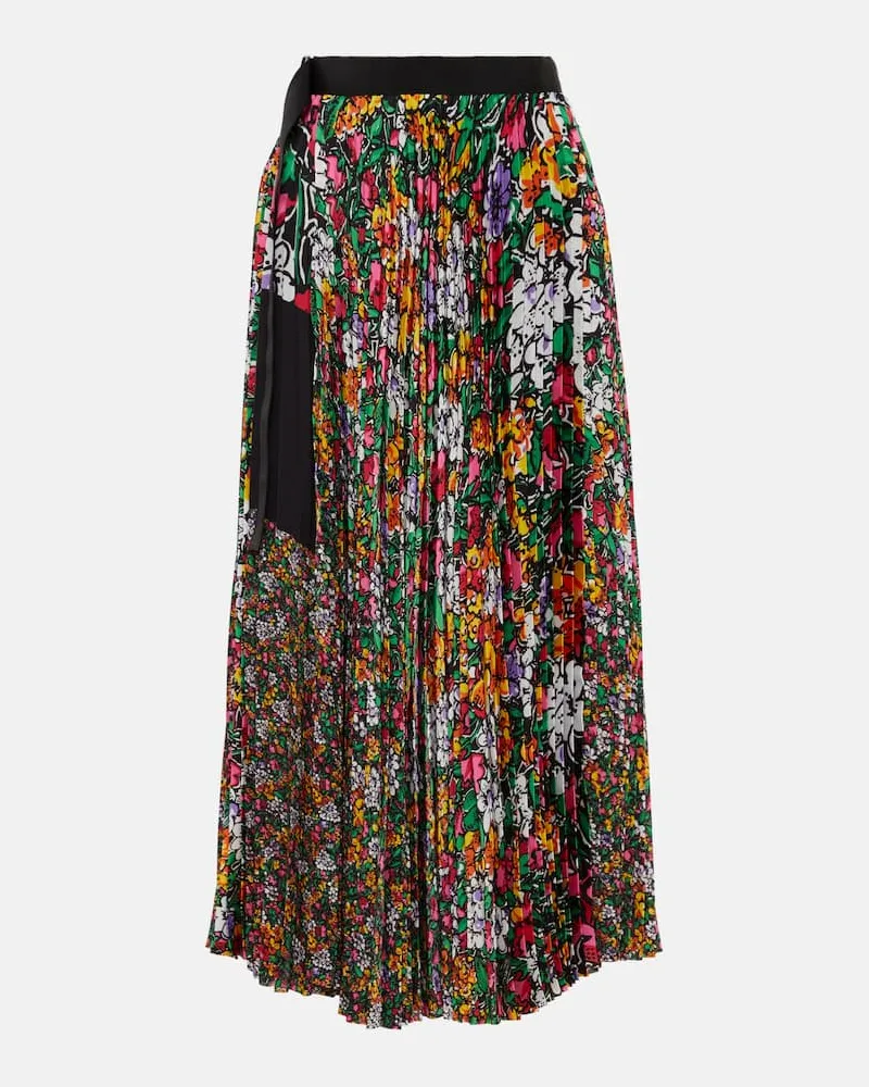 Sacai Bedruckter High-Rise-Midirock Multicolor