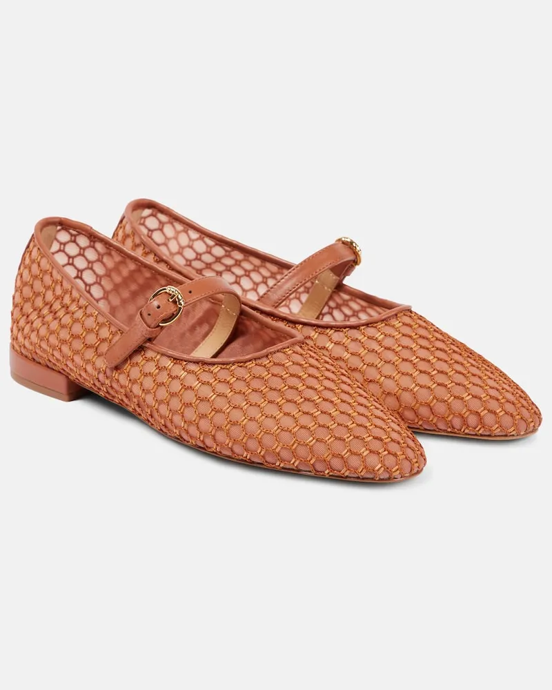 Ulla Johnson Ballerinas Isobel aus Mesh mit Leder Braun