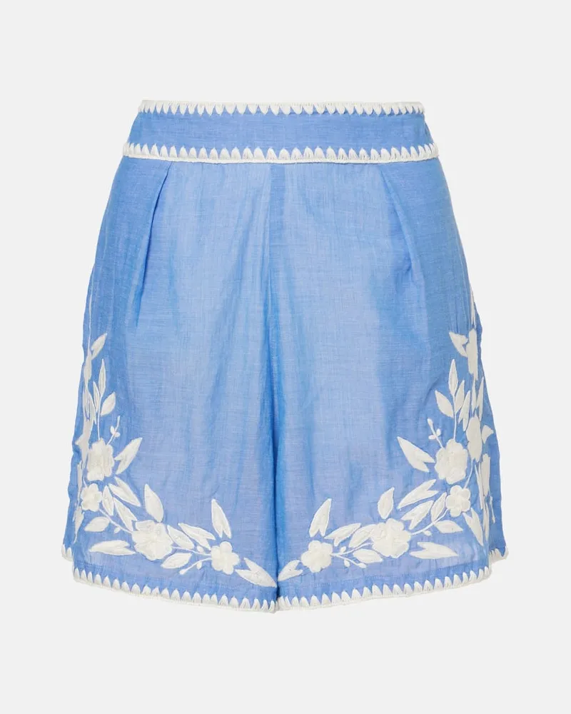 Juliet Dunn Shorts aus Baumwoll-Chambray Blau