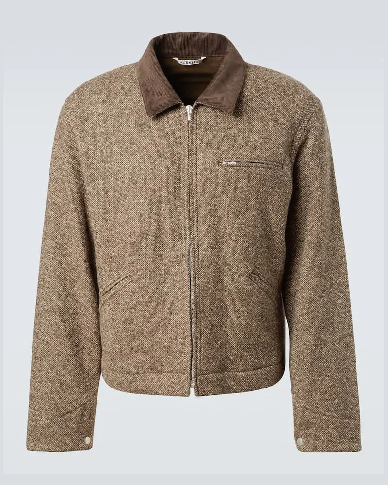 AURALEE Blouson aus Woll-Tweed mit Cord Braun