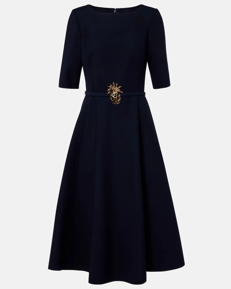 Oscar de la Renta Midikleid aus einem Wollgemisch Blau