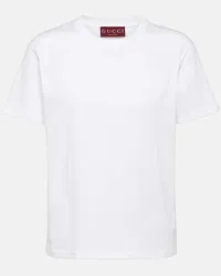 Gucci Besticktes T-Shirt aus Baumwoll-Jersey Weiss